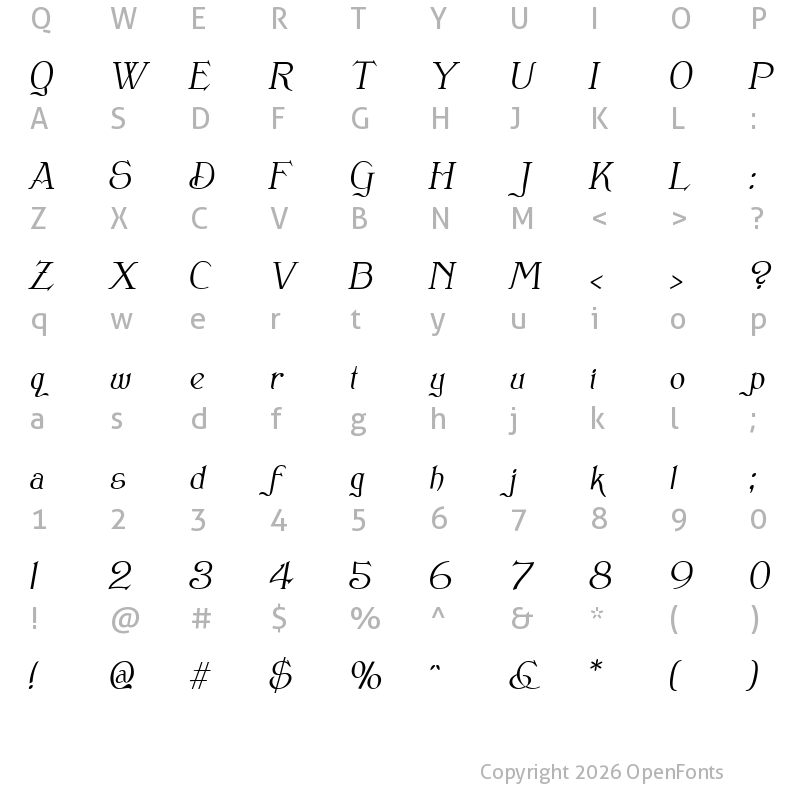 Character Map of Clementhorpe Italic