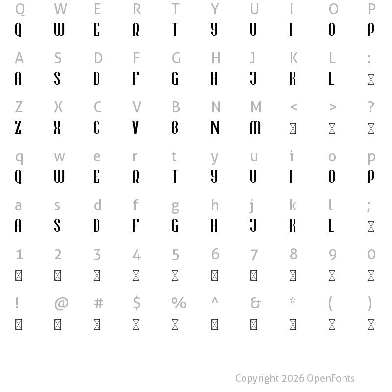 Character Map of Climbup Demo Regular