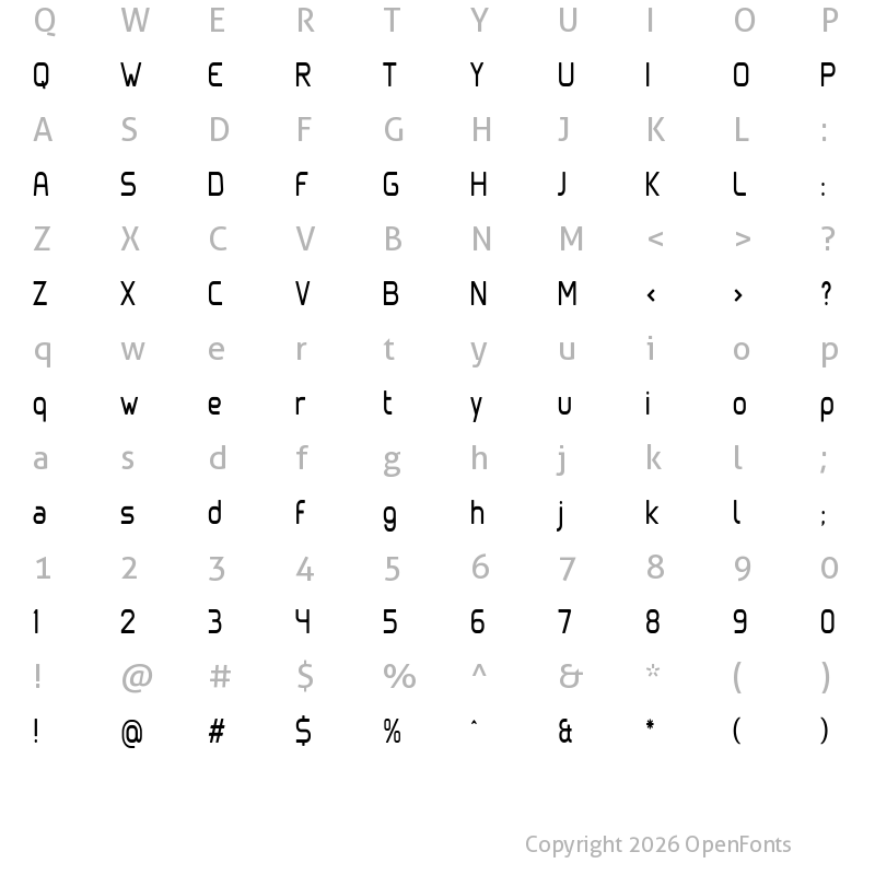 Character Map of Clipangle Condensed