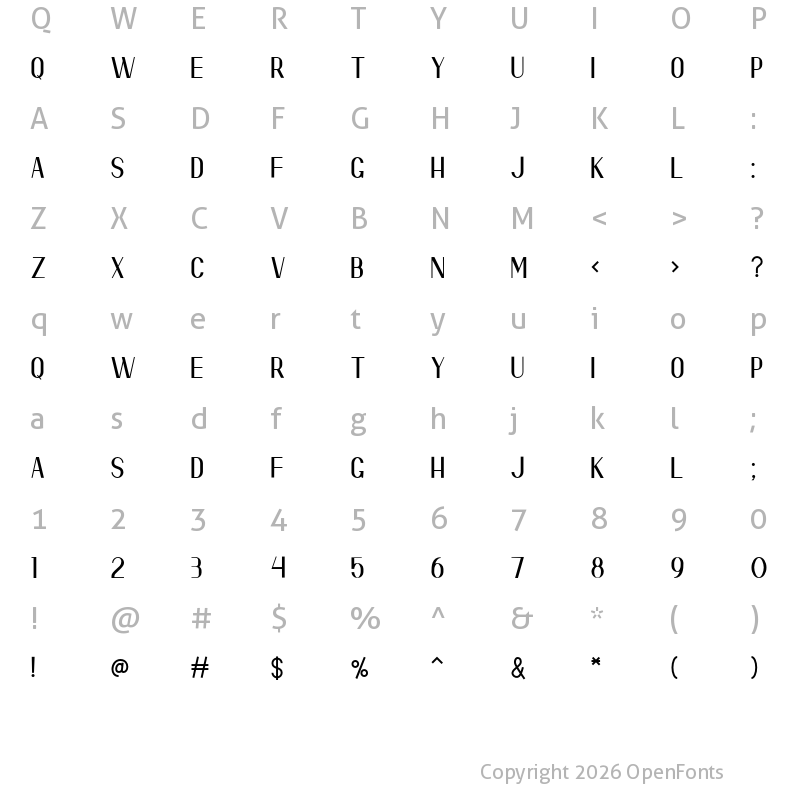 Character Map of Closia Regular