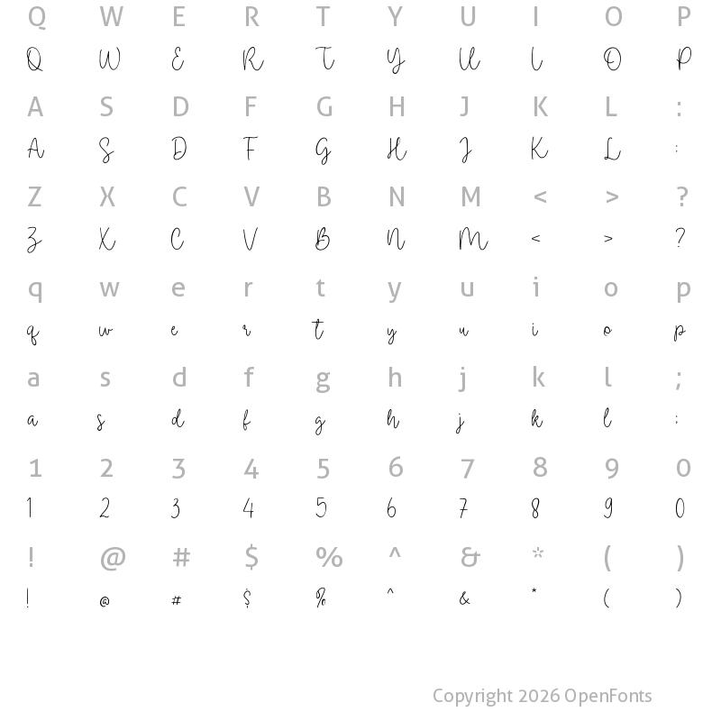 Character Map of Clothingline Regular