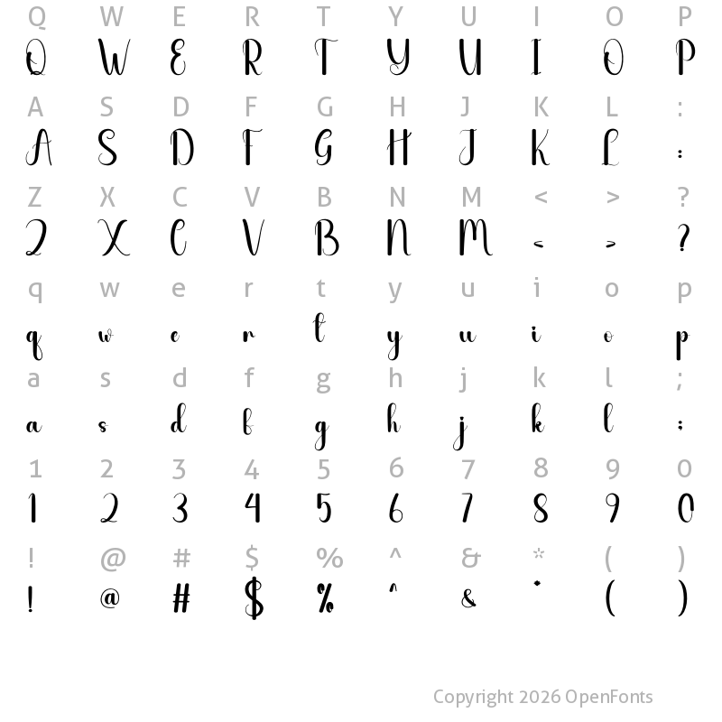 Character Map of Cloudia Regular