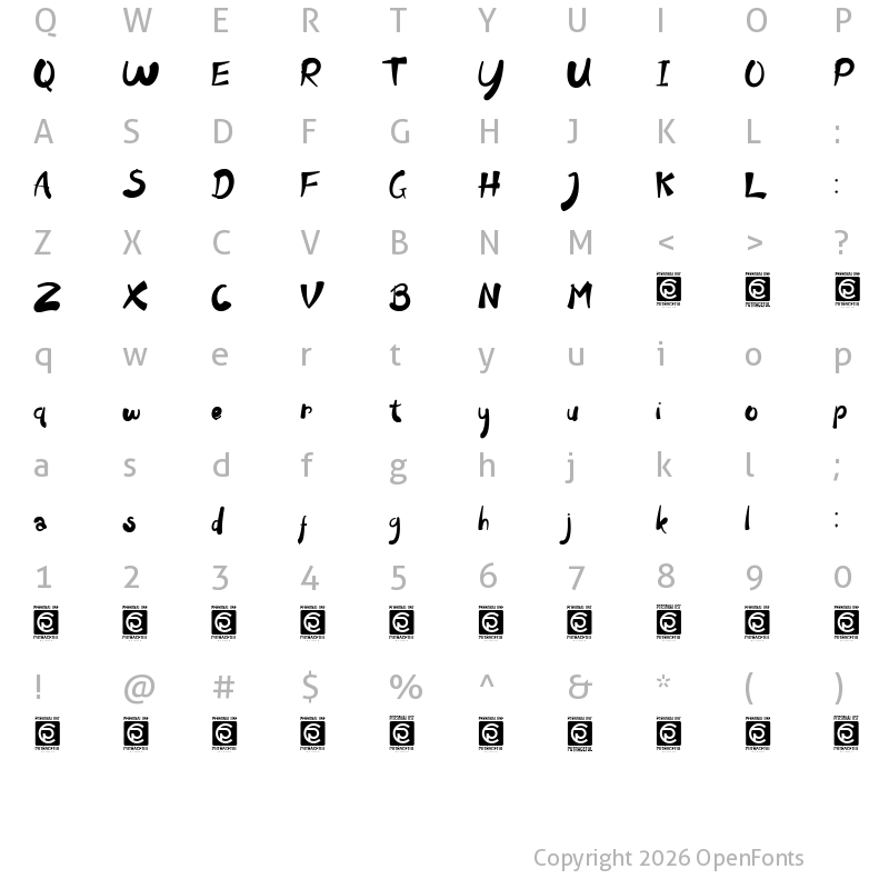Character Map of Clowney Regular