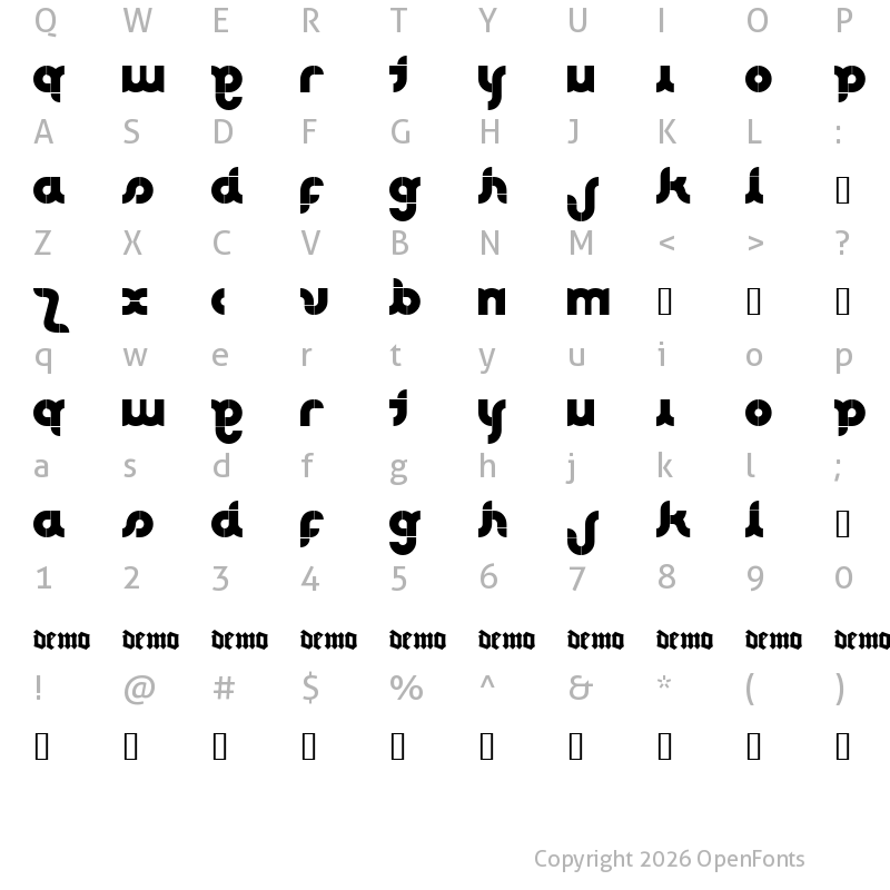 Character Map of CLUB Regular