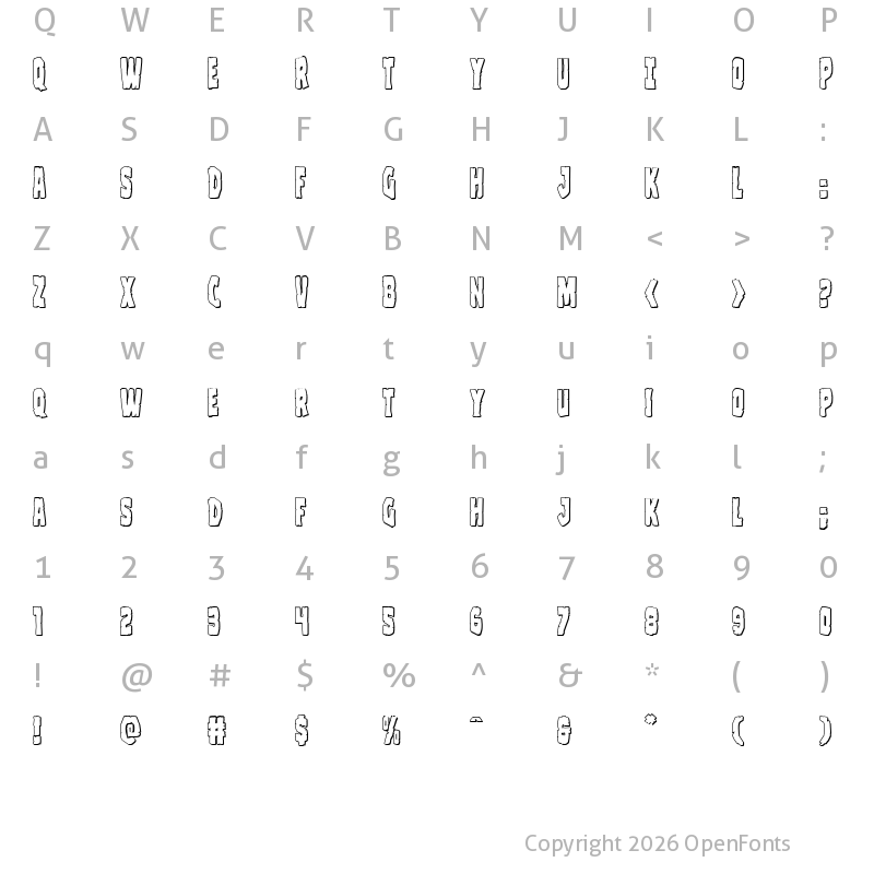 Character Map of Clubber Lang 3D Regular