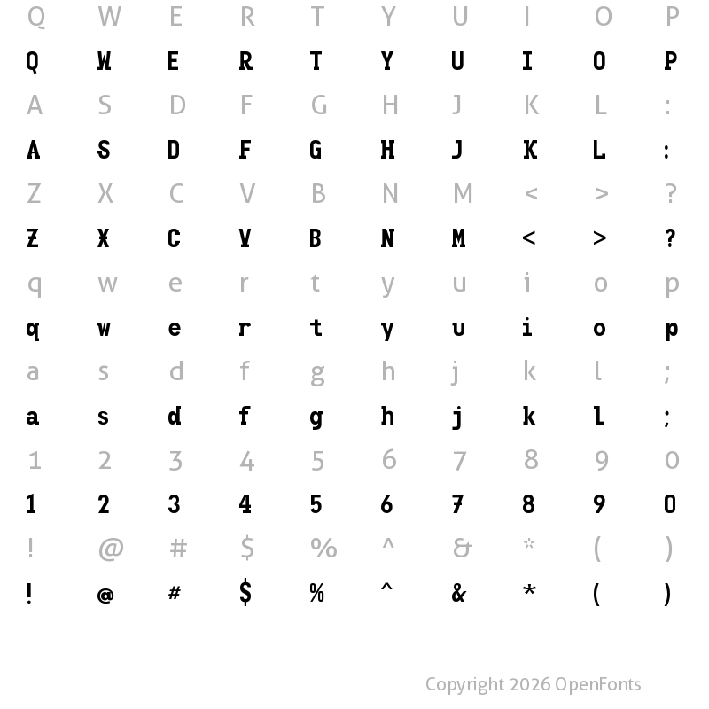 Character Map of Clutsy Regular