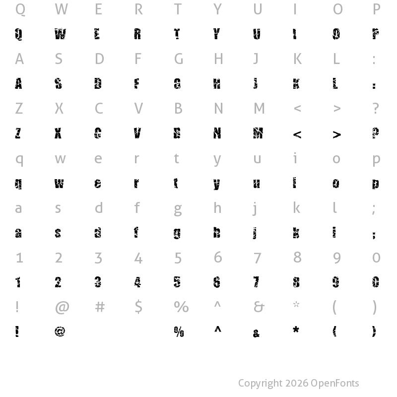 Character Map of CMCorruged Regular