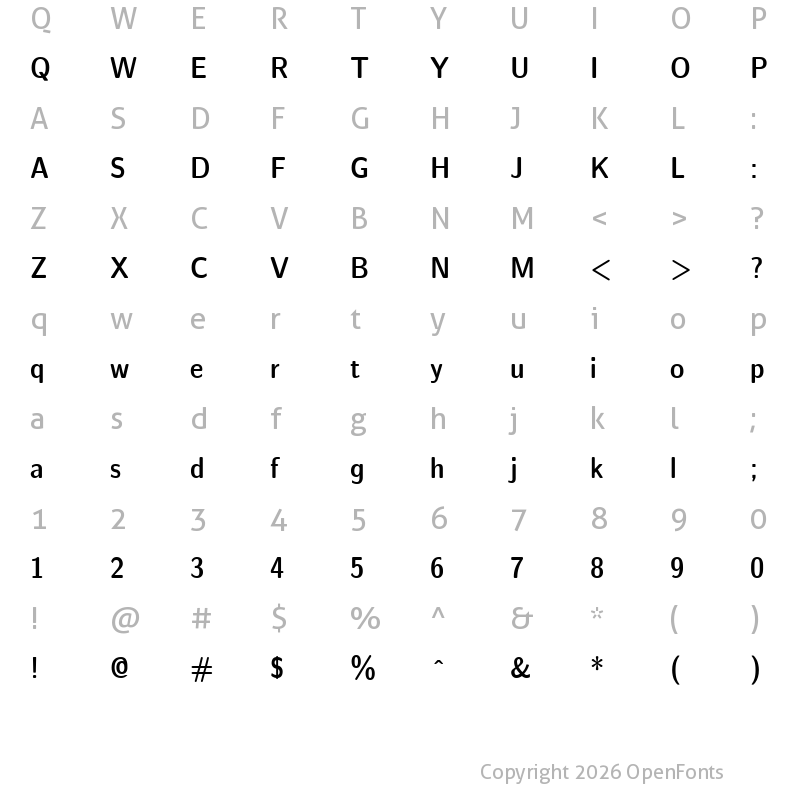 Character Map of CMU Sans Serif Demi Condensed DemiCondensed
