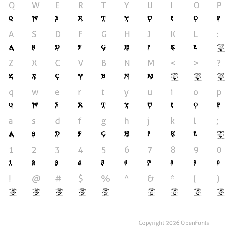 Character Map of Cocaine Regular