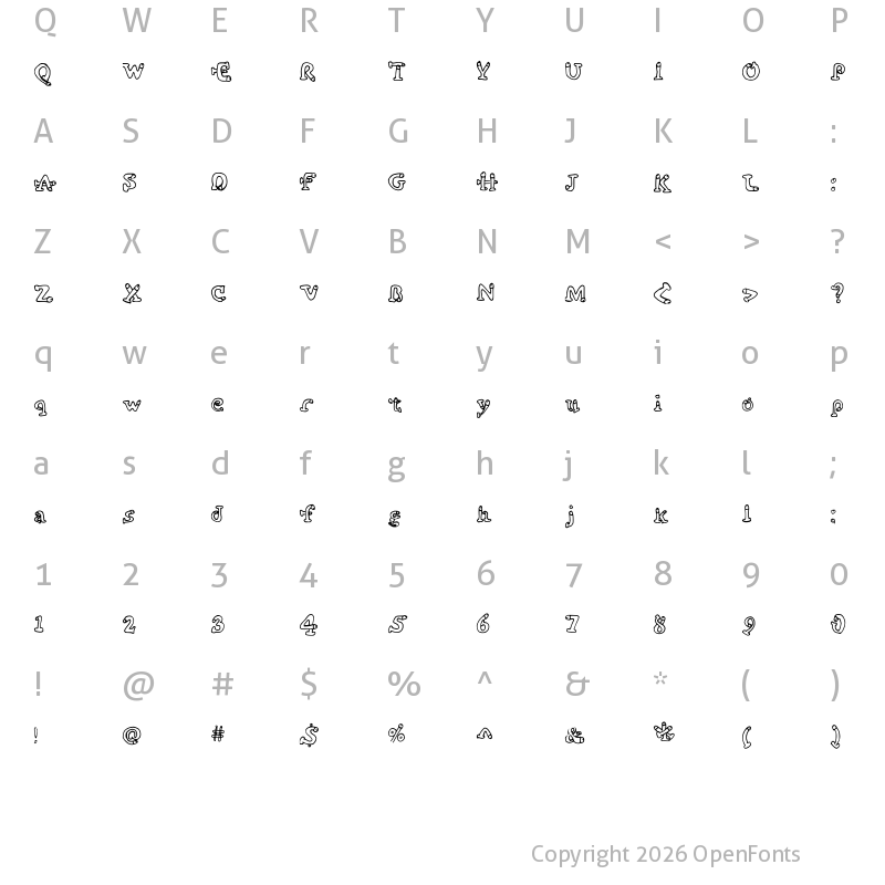 Character Map of cockfont Regular