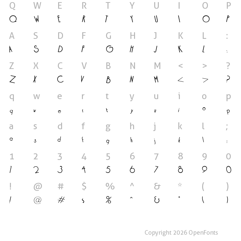 Character Map of Cocktail Regular