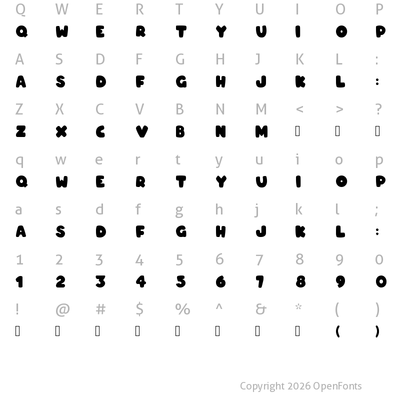 Character Map of Coco Bubble Regular