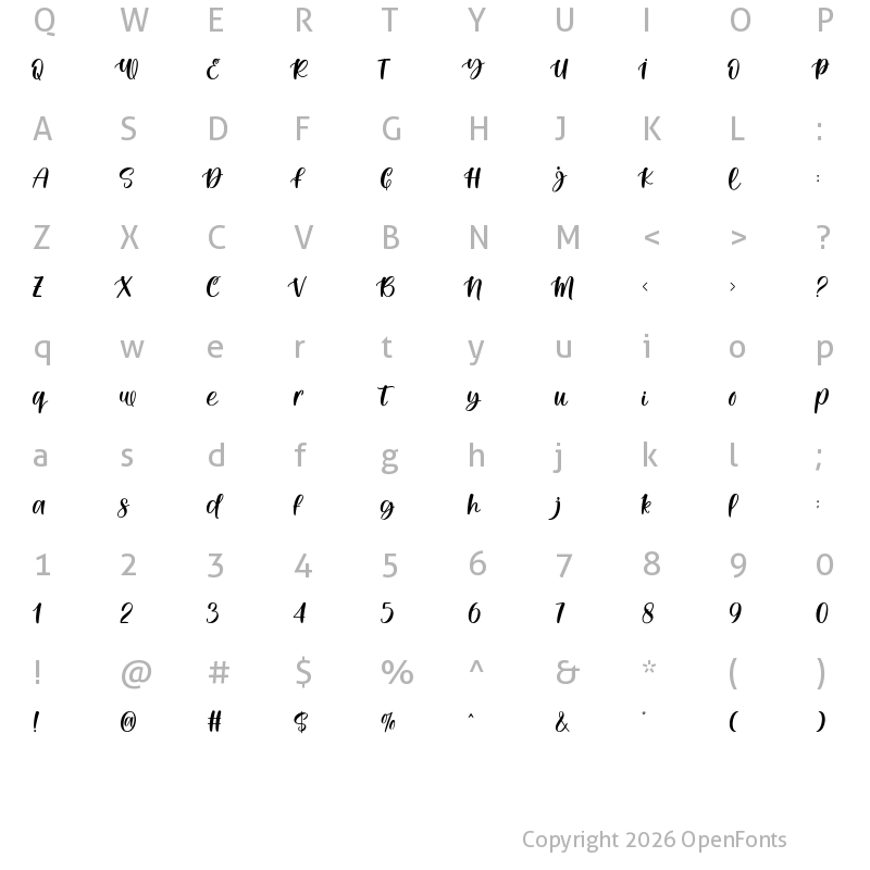 Character Map of Cocoa Butter Regular