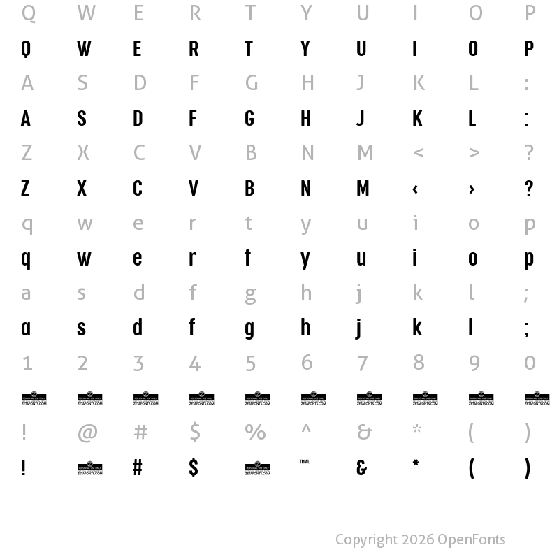 Character Map of Cocogoose Compressed Trial Semilight