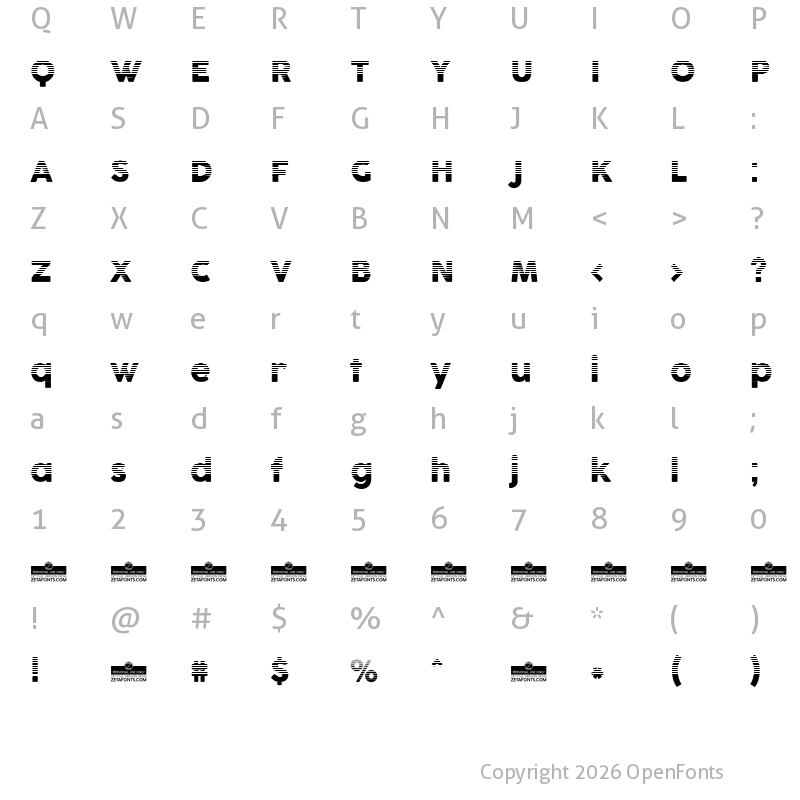 Character Map of Cocogoose Pro Block Gradient