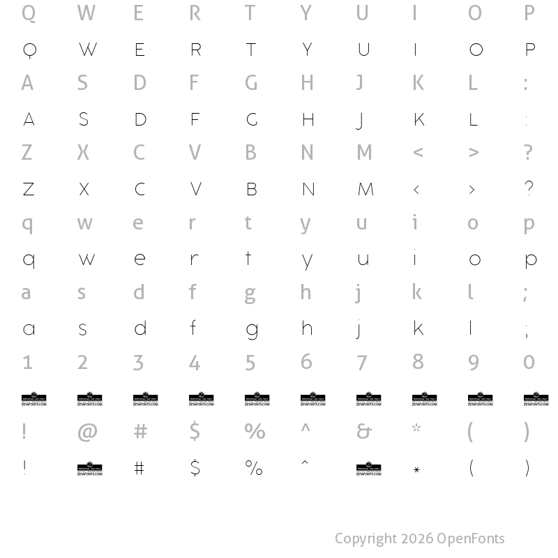 Character Map of Cocogoose Pro Block Innerline