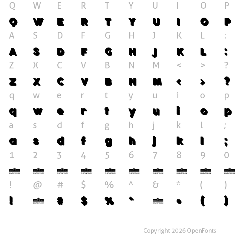 Character Map of Cocogoose Pro Block Shadow