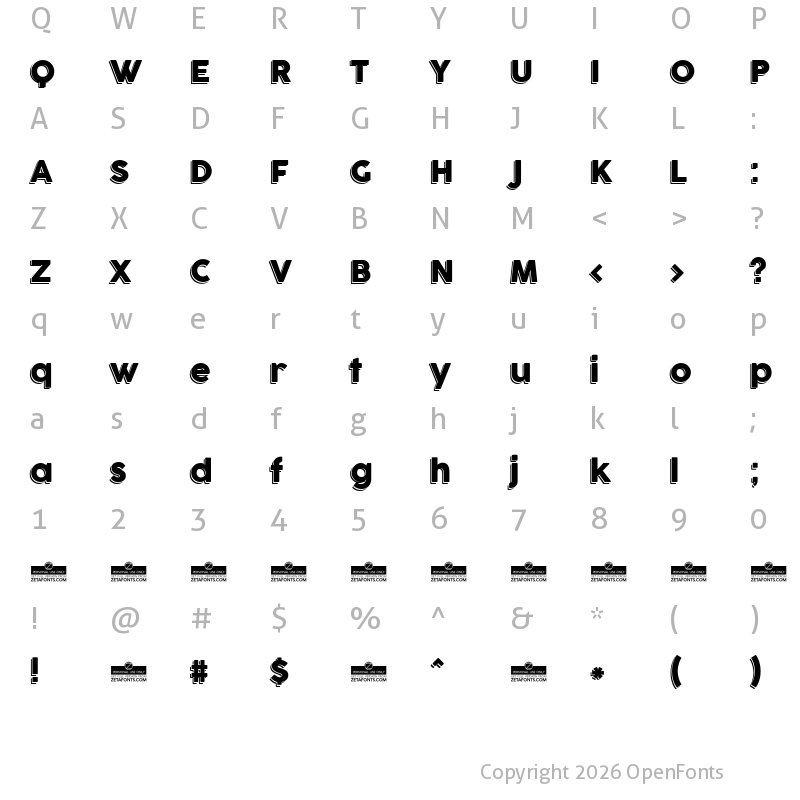 Character Map of Cocogoose Pro Outlined