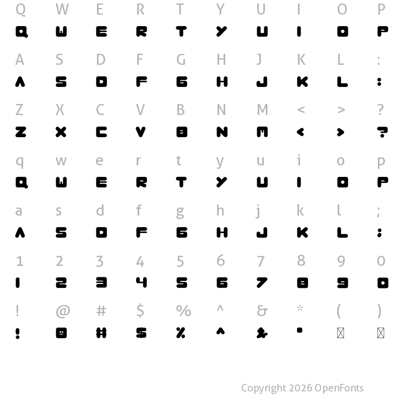 Character Map of Cocoluck Regular