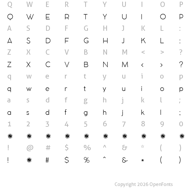 Character Map of COCOMAT Light