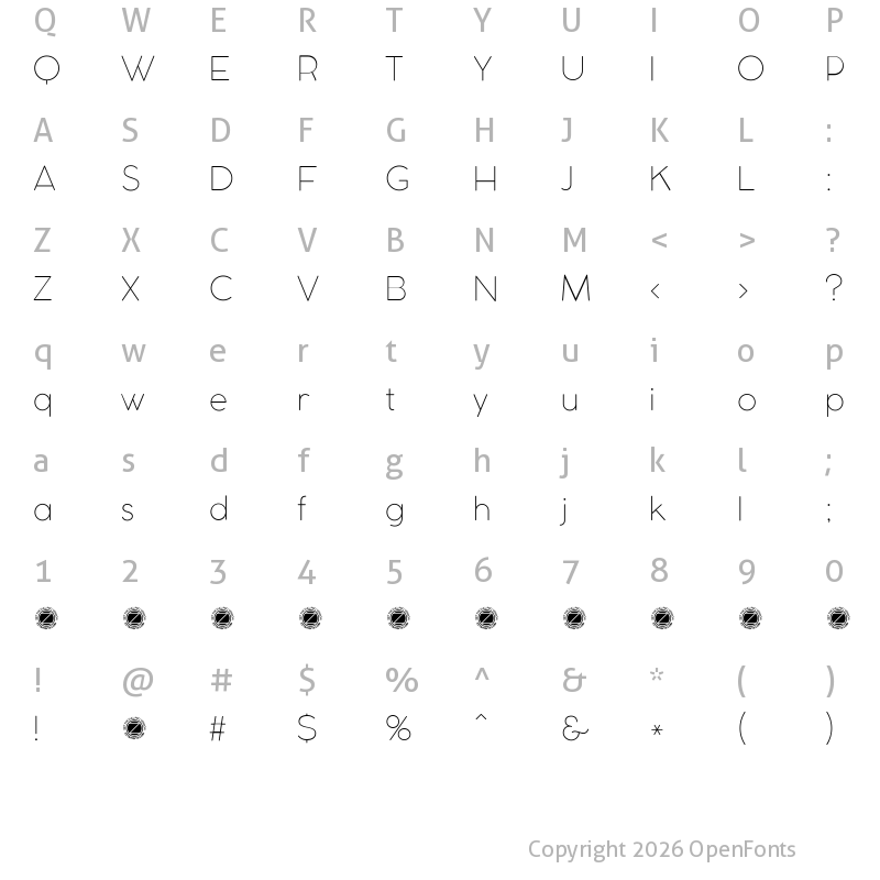 Character Map of COCOMAT UltraLight