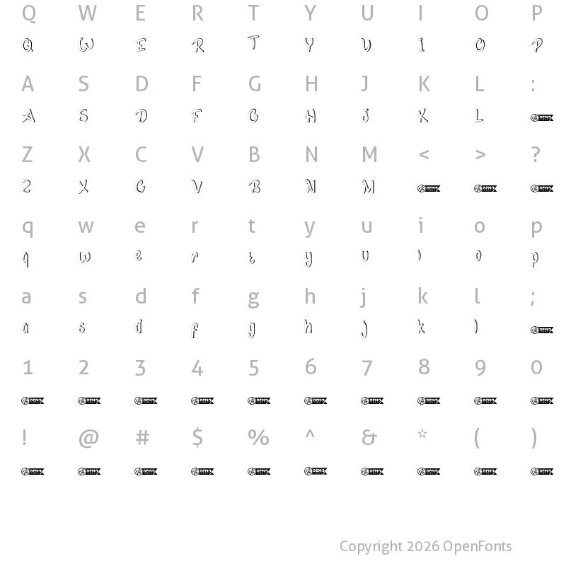 Character Map of Coconut Movie Demo Regular