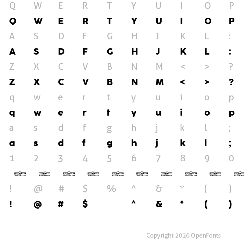 Character Map of CocoSharp Trial Extrabold