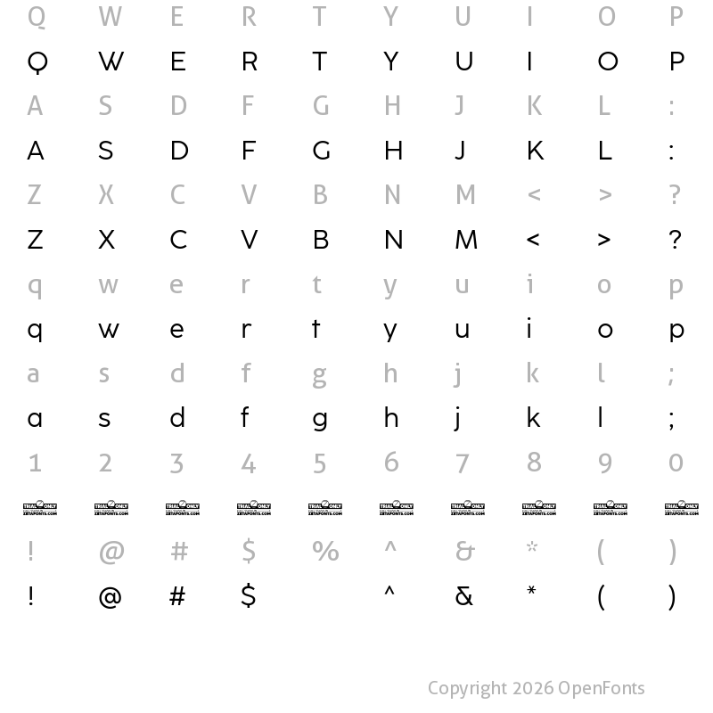 Character Map of CocoSharp Trial Regular