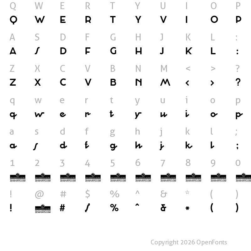Character Map of Cocosignum Corsivo Italico Bold
