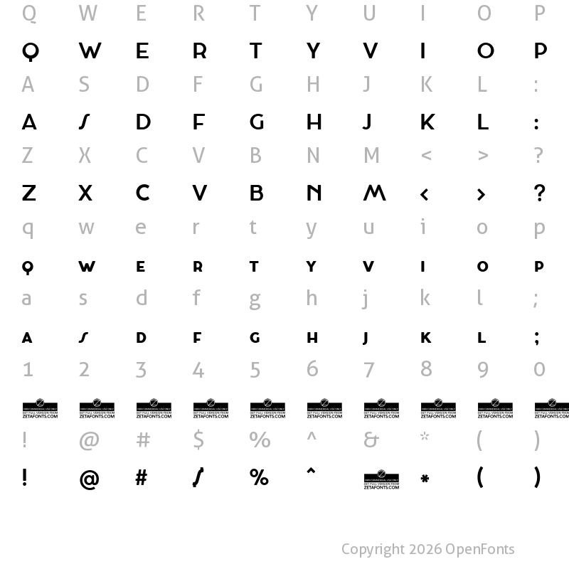 Character Map of Cocosignum Maiuscoletto Bold
