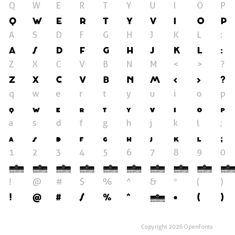 Character Map of Cocosignum Maiuscoletto Heavy