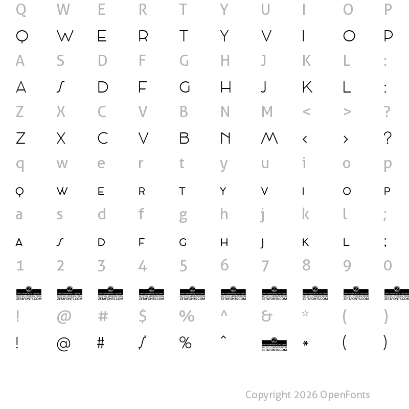 Character Map of Cocosignum Maiuscoletto Light
