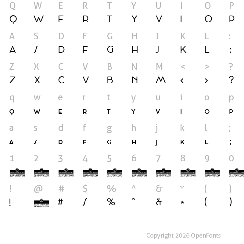 Character Map of Cocosignum Maiuscoletto Regular