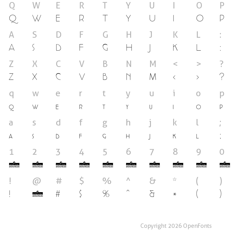 Character Map of Cocotte Alternate UltraLight