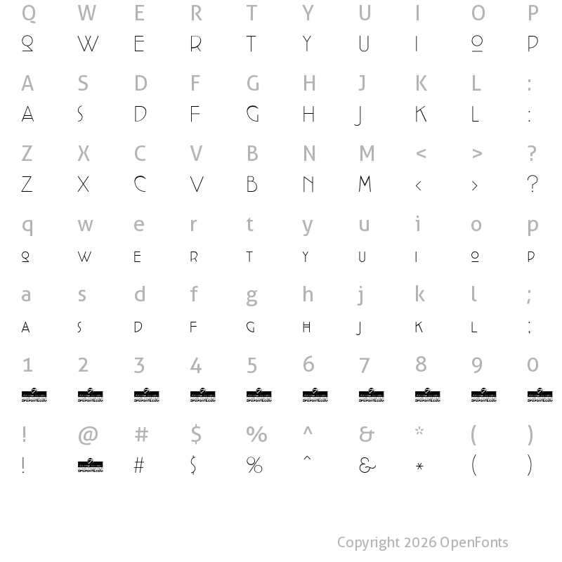 Character Map of Cocotte UltraLight