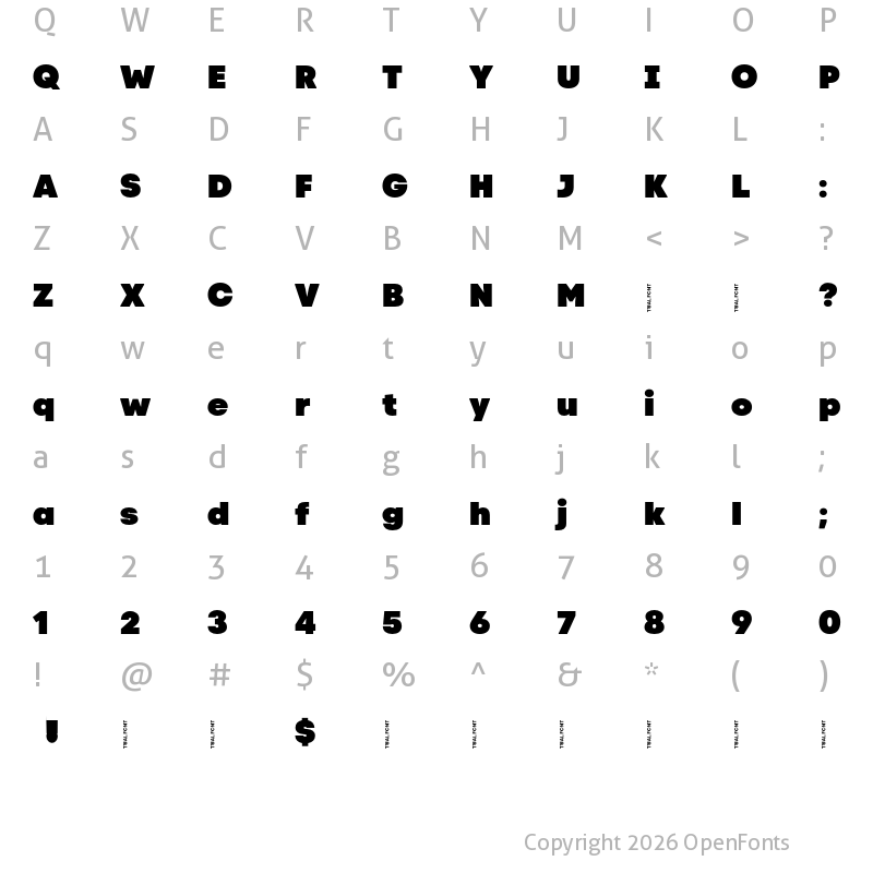 Character Map of Code Next-Trial Black