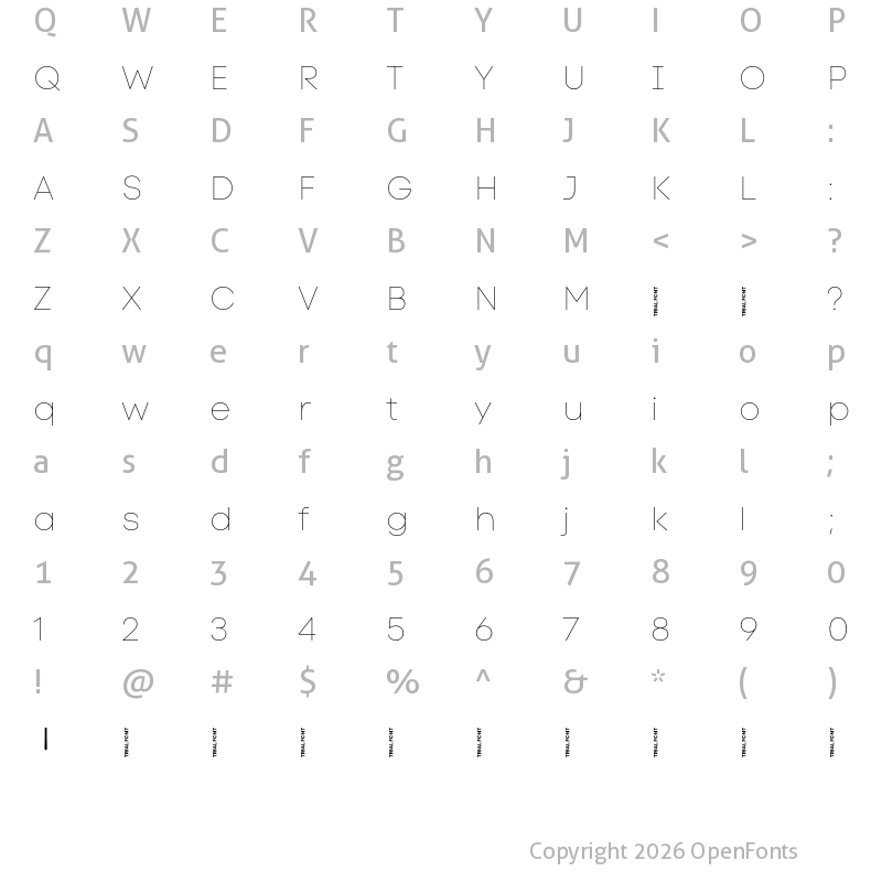 Character Map of Code Next-Trial Hairline