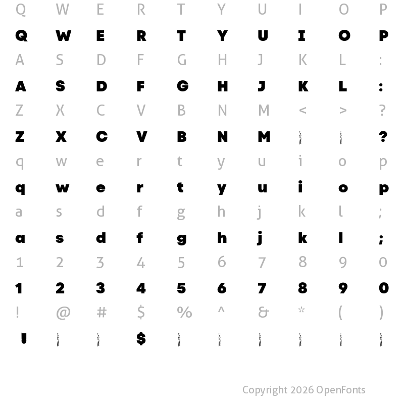 Character Map of Code Next-Trial Heavy