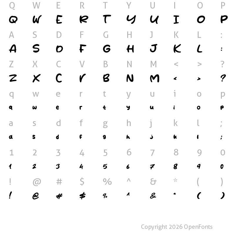 Character Map of CoffeCake Regular