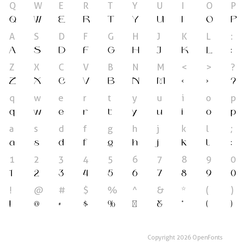 Character Map of Cofigra Regular