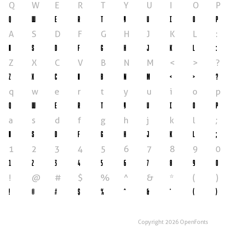 Character Map of CoFo Peshka VF 0 Black