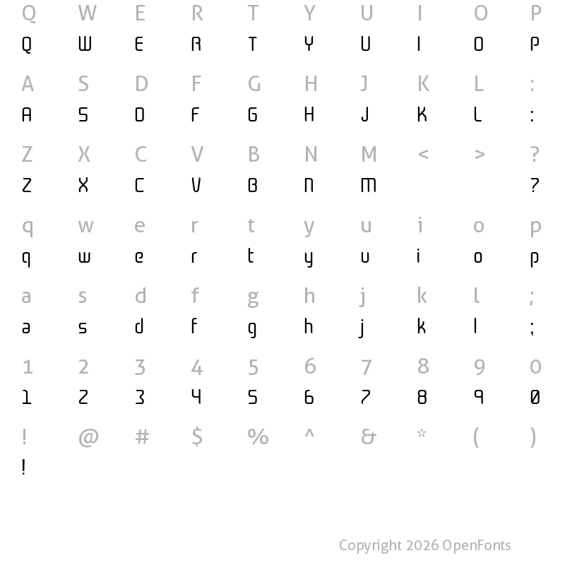 Character Map of Cogan Regular