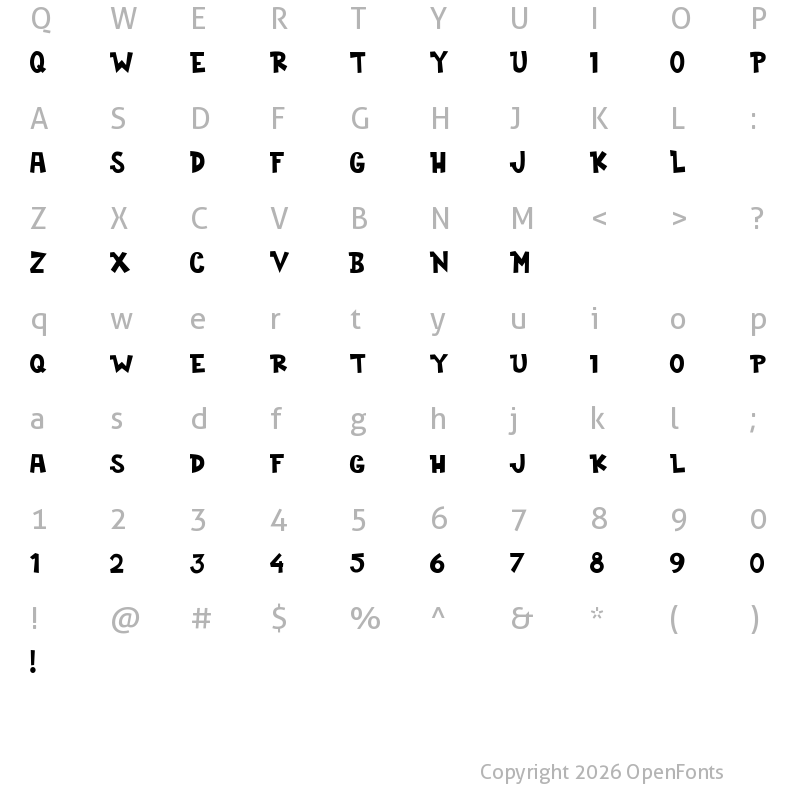 Character Map of Cogs and Crank DEMO Regular