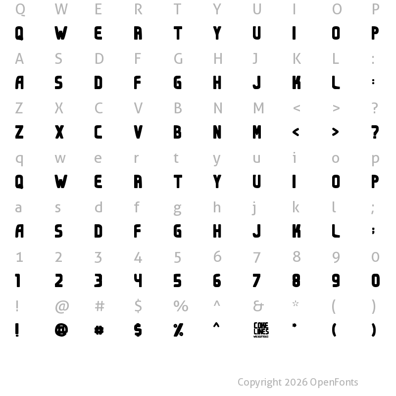 Character Map of Cokelines Regular