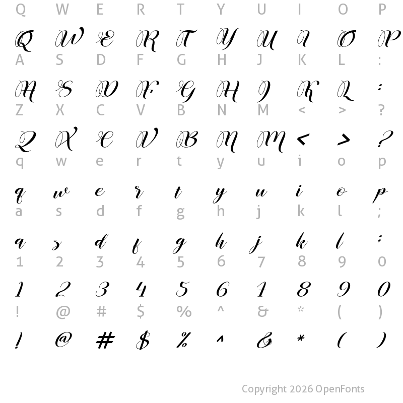 Character Map of Colamine Regular