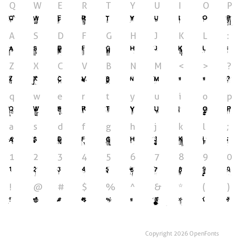 Character Map of Cold Night for Alligators Regular