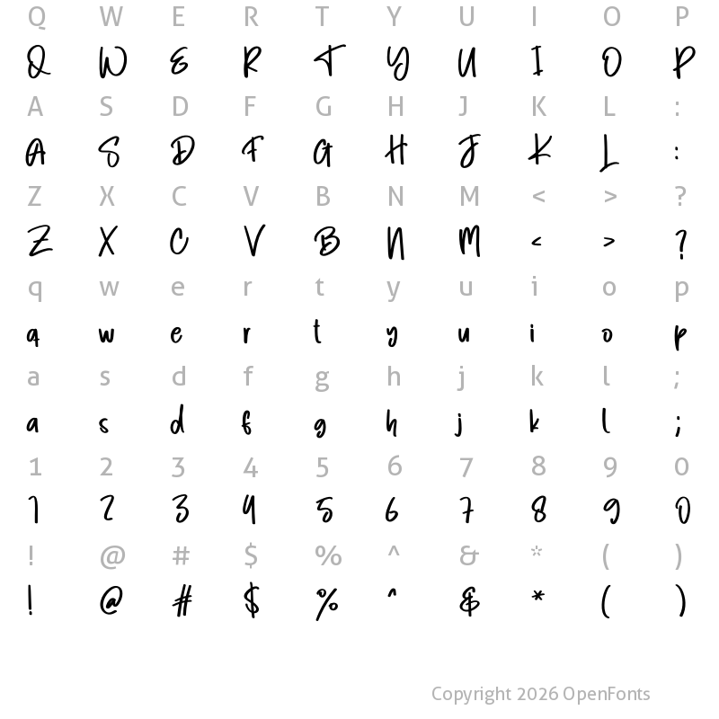 Character Map of Cold Night Regular