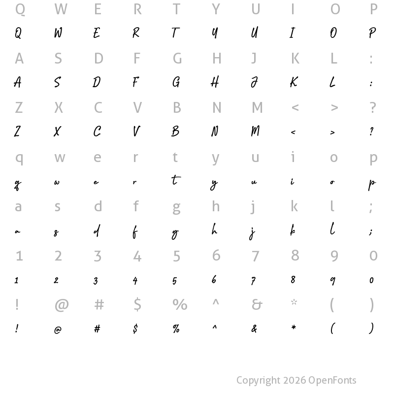 Character Map of Coldia Bold