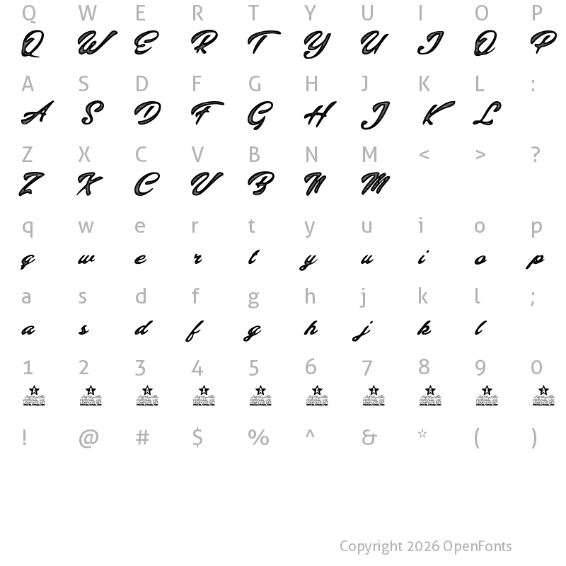 Character Map of Colinas Personal Use Regular