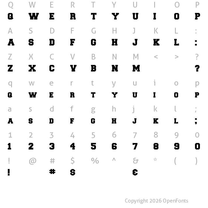Character Map of CollegiateBlackFLF Regular